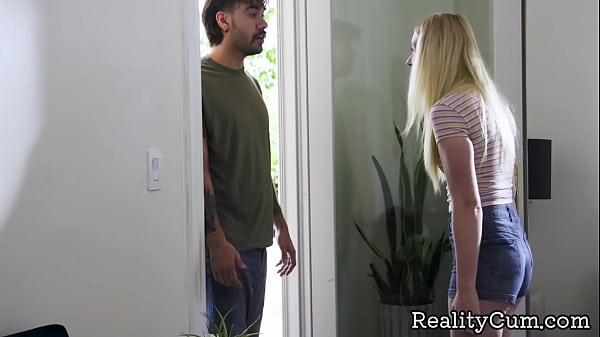 Horny blondie teenager get her bush pounded by huge dick and swallow it deep down her throat 