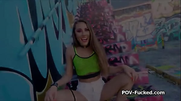 Sexy brunette teasing in slutty outfit then sucking my dick  