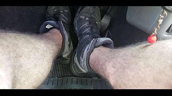 driving with adidas boots on  