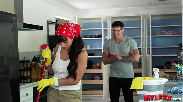 Man of the House Splashes his Stepdaughter While his Wife Cleans  