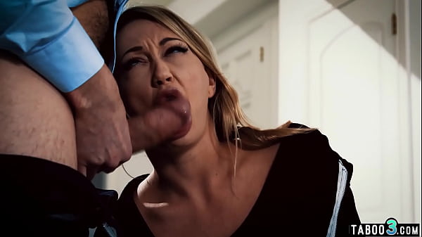 Shy busty blonde slut serving and fucking a big cocked perv