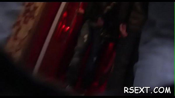 Sexy chick's shaved cum-hole team-fucked