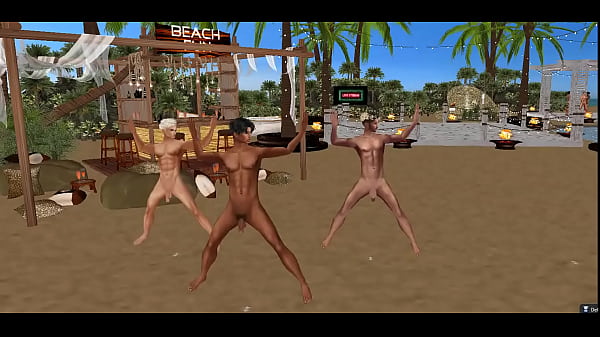 NUDE FRIENDS DANCING ON THE BEACH 