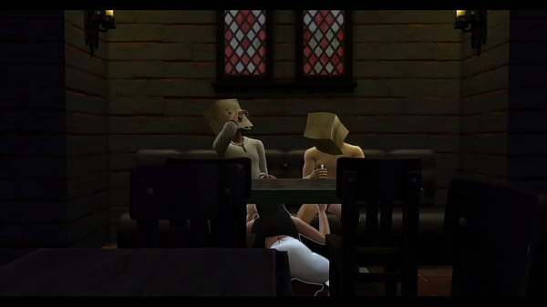 brunette cumslut orgy fuck at the bar  