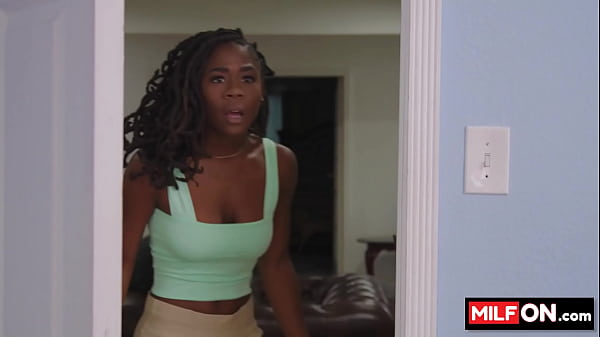 Busty mature blondie sharing fresh dick with her ebony natural big boobed roommate