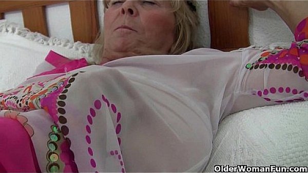 Grandma with big tits masturbates and gets finger fucked 