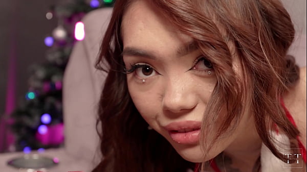 This Asian slut will remember this Christmas for the rest of her life