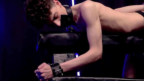 Twink mouth gagged and filled with dom top cock