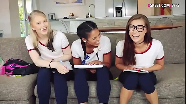 Teens foursome with foreign guy