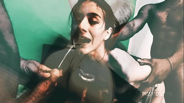 Little Chloe, flying gangbang, manhandle and pee drink.