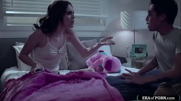 Latino guy sneaks out of gfs room and the petite stepsis asks him to fuck her.He gives her oral sex n the small tits girl sucks his cock and is fucked  