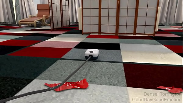 A Virtual Woman Inflates belly with air compressor