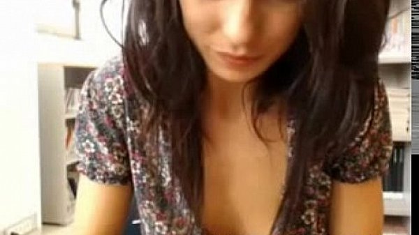 Girl teases in public library on webcam show  
