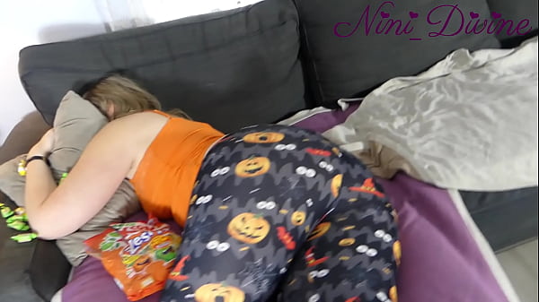 My Step sister for Halloween Party needs me to Fuck her Huge Candy Fed Ass!