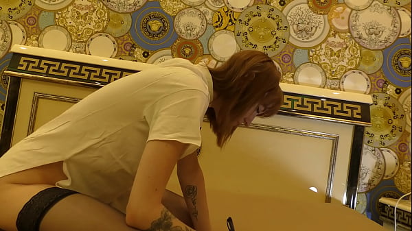 Short Haired Redhead College Amateur Girl in Porn Casting fills out some Forms without Underwear and No Bra  