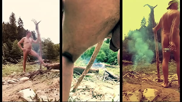 nudista exhibiendo orinar