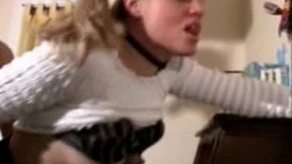 Blonde analfucked in stockings