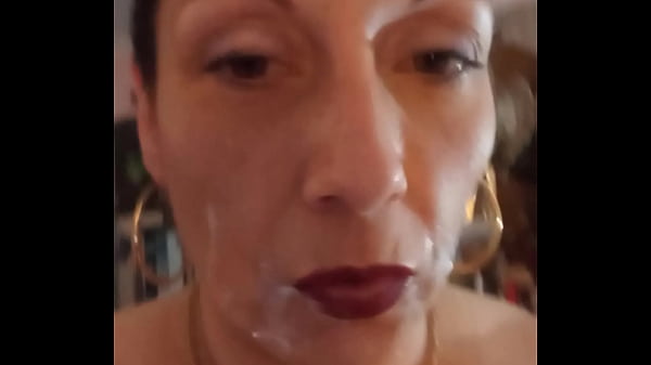 Wife gets tit's covered in cum from 2 edged cocks