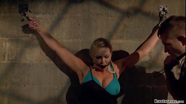Submissive blonde big tits MILF slave Abbey Brooks is a masters Bill Bailey paly thing and he torments and rough fucks her in bondage with huge dick  