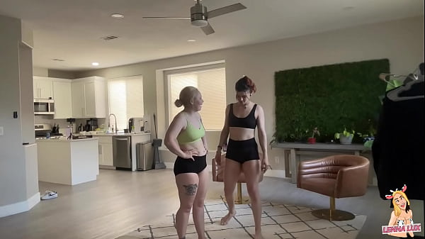 hot chick wrestles & deadlifts tiny bratty friend  