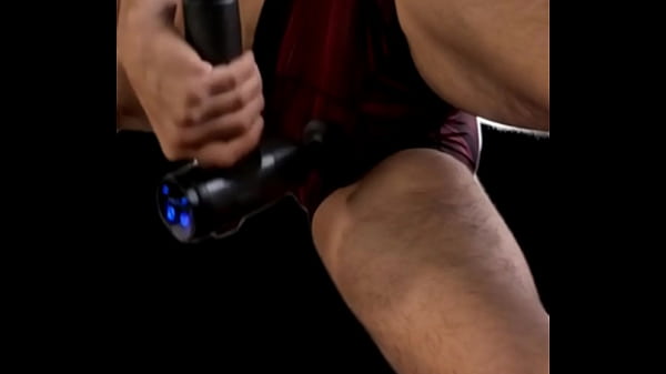 AIOnJon Stretching Reverie with Massage gun in Tight Shorts