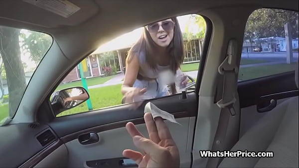 Fucking a hot brunette for a free ride