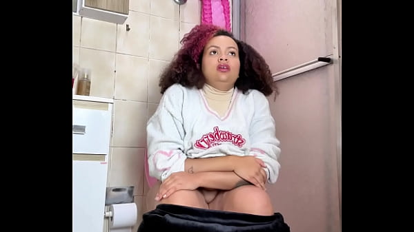 Chubby Girl Can't Stop Farting in Toilet with Belly Ache