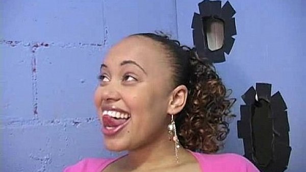 Black girl sucking their first white cock in Gloryhole 24