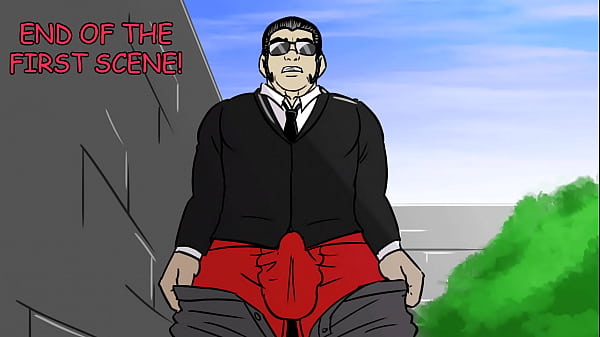 Gay Cartoon Muscled Man Showing His Dick