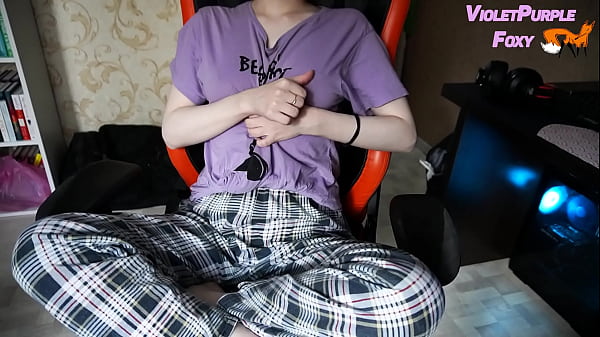 Virgin plays with her nipples to orgasm when she is home alone