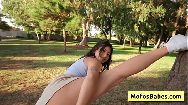 Watch this black haired teenager enjoy foot fetish rubbing and reveal her nice big boobs 