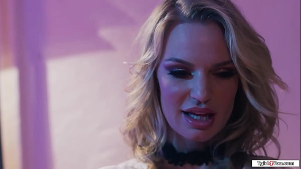 Milf Rachael Cavalli invites busty shemale Janie Blade to a game of strip pool where the winner take it all off!All naked the big tits tgirl fucks her