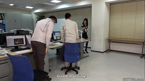 A female president uses a whip to train three employees  