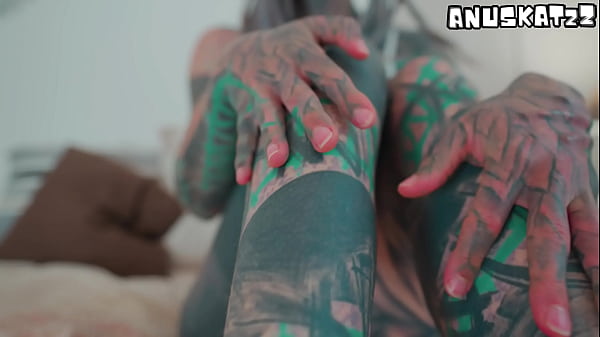 Heavily Ink'd TEEN Self fucking Big Toy  