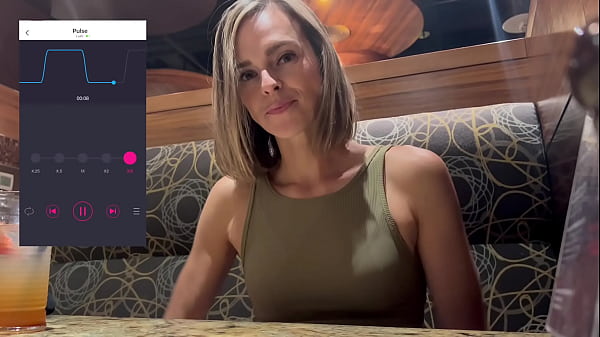 Public cumming in restaurant with Lush remote controlled vibrator