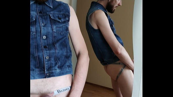 Shooting cum on a mirror and licking it