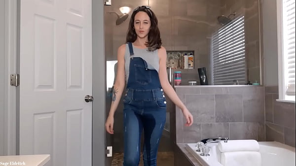 Sage Eldritch Wetting Blue Jean Overalls & Panties