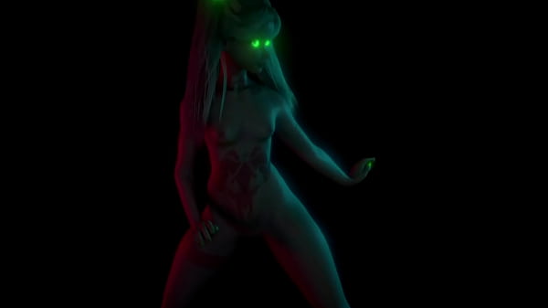 Rebecca, fit young girl dances sensually in the dark