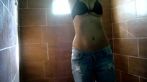 Hot Brazillian girl strip shower