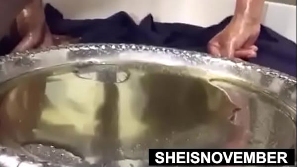 Busty Black Geek Sheisnovember Throw Back BBW Peeing Taboo, Stand Up In RestRoom With Oiled Nude Body, Squatting Over Sink, Thick Booty And Largest Areolas, Heavy Saggy Titties Udders And Bubble Butt Exposed Erotica By Msnovember