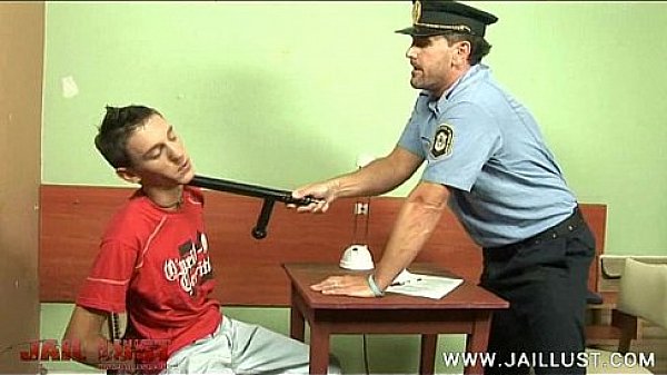 Cute boy taken into custody by an older gay cop