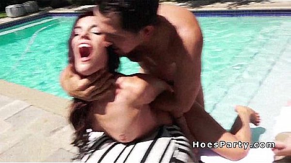 Hot amateurs had party sex by the pool