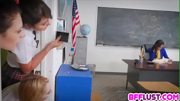 Teacher gets fucked by three lesbian teen students