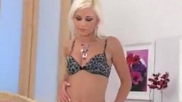 Platinum blonde minx Lola MyLuv teases and masturbates in lingerie