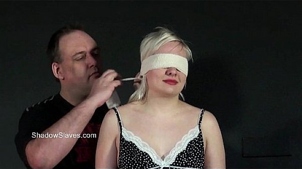 Blindfolded blonde babes tit torment and whipping in harsh dungeon bdsm  