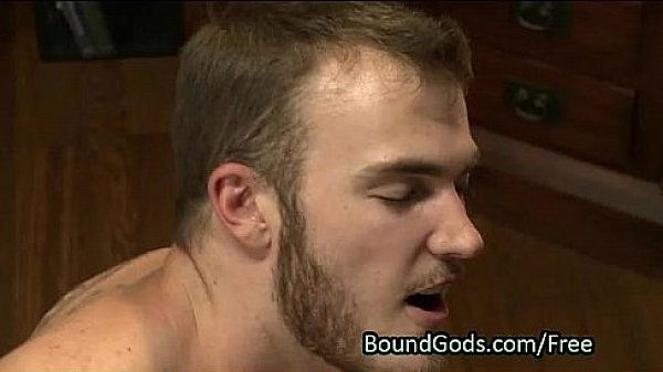 Tied up gay asshole fucked by his dom