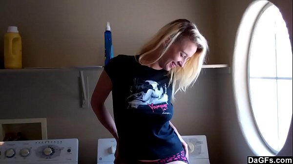 Dagfs - Cute Girl Plays With Her Clit In the Laundry Room