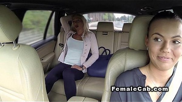 Married blonde has lesbians sex in fake taxi  
