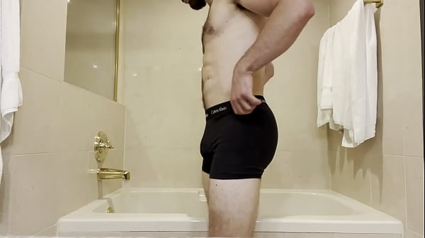 Hot stud in the bathroom of las vegas hotel jerk his big dick