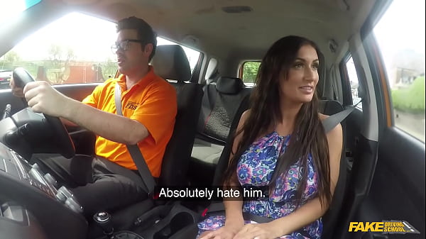 Fake Driving School - Sexy brunette wife having sex with another guy